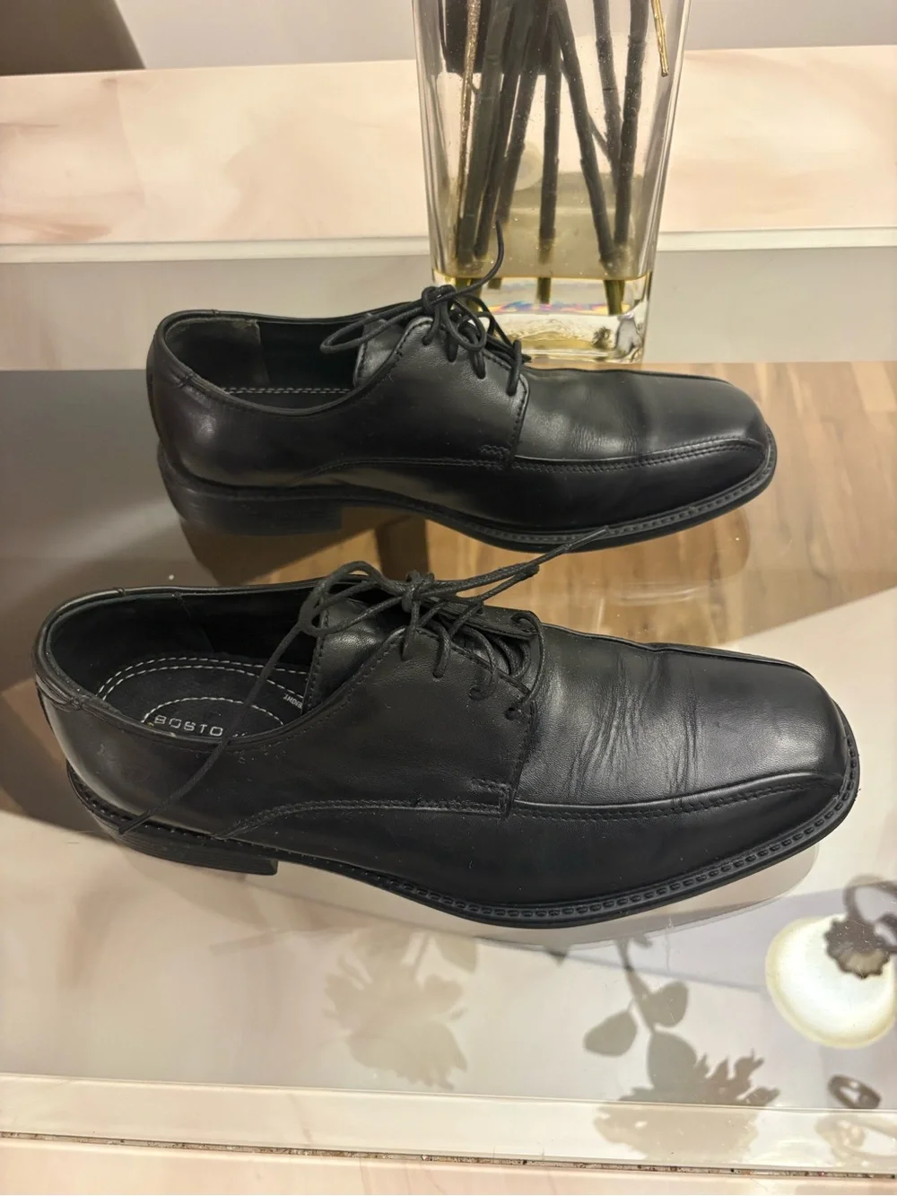 Bostonian Flexlite Men's Black Leather Oxford Dress Shoes Square Toe size 8 1/2
